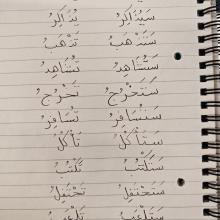 Some verbs in the present and future.